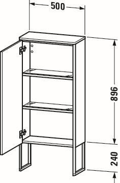 Duravit Halbhochschrank XSquare 50x23,6x113,6cm, stehend, Tür links, Eiche schwarz