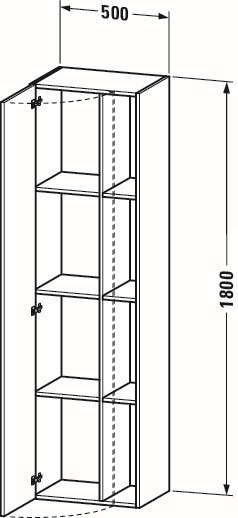 Duravit Hochschrank DuraStyle 50x36x180cm, Tür links, Eiche natur