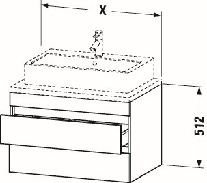 Duravit Waschtisch-Unterschrank DuraStyle 60 x 54,8 cm, Eiche natur, für Konsole, 2 Schubkästen
