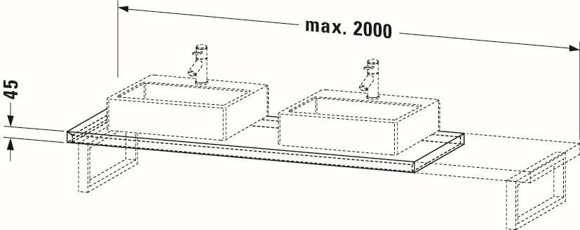 Duravit Konsole DuraStyle 80-200x55cm, 1 Ausschnitt, Stärke 4.5 cm, Eiche terra
