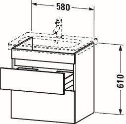 Duravit Waschtisch-Unterschrank DuraStyle 58 x 44,8 cm, Eiche terra, 2 Schubkästen, wandhängend