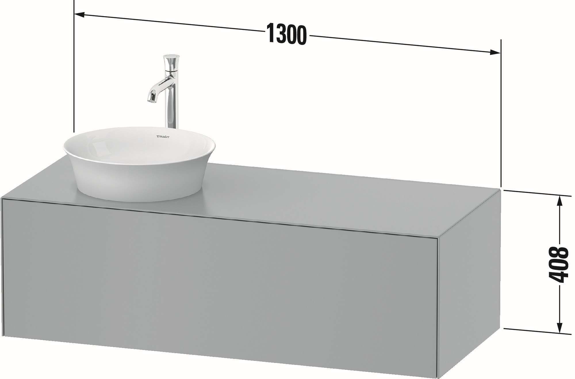 Duravit Waschtisch-Unterschrank White Tulip 130x55cm, Becken rechts, Nordic Weiß Seidenmatt, kein Einrichtungssystem/mit Innenbeleuchtung