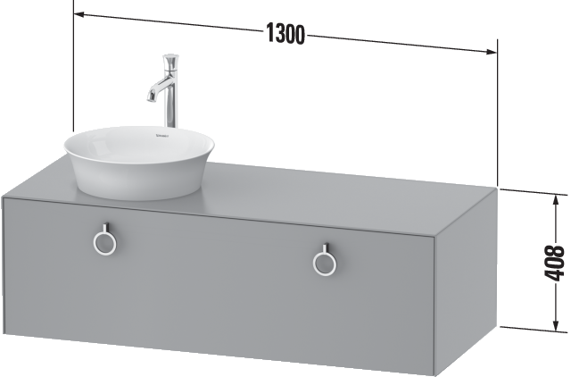 Duravit Waschtisch-Unterschrank White Tulip 130x55cm, Becken links, amerikanischer Nussbaum massiv/nordic weiß hochglanz, kein Einrichtungssystem/mit Innenbeleuchtung