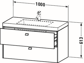 Duravit Waschtischunterschrankset Brioso 100 x 48 cm, chrom/Betongrau matt, ohne Hahnloch