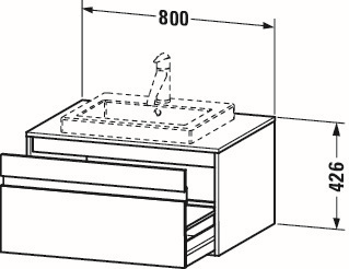 Duravit Waschtisch-Unterschrank Ketho 80 x 55 cm, Eiche schwarz, für Einbauwaschtisch mittig, 1 Auszug, wandhängend
