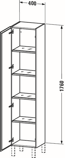 Duravit Hochschrank L-Cube 40x36,3x176cm, Tür links, eiche terra