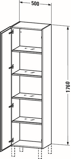 Duravit Hochschrank L-Cube 50x36,3x176cm, Tür rechts, eiche schwarz