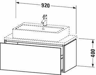 Duravit Waschtisch-Unterschrank Compact L-Cube 92 x 47,7 cm, eiche terra, für Konsole, 1 Auszug