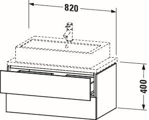 Duravit Waschtisch-Unterschrank Compact L-Cube 82 x 47,7 cm, eiche schwarz, für Konsole, 2 Schubkästen