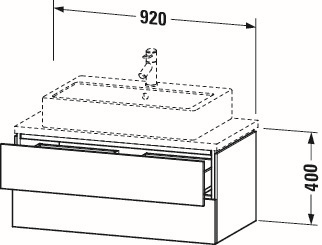 Duravit Waschtisch-Unterschrank Compact L-Cube 92 x 47,7 cm, eiche terra, für Konsole, 2 Schubkästen