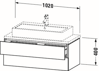 Duravit Waschtisch-Unterschrank Compact L-Cube 102 x 47,7 cm, eiche schwarz, für Konsole, 2 Schubkästen