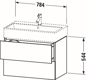 Duravit Waschtisch-Unterschrank L-Cube 78,4x 45,9 cm, weiß Hochglanz, 2 Schubkästen, wandhängend