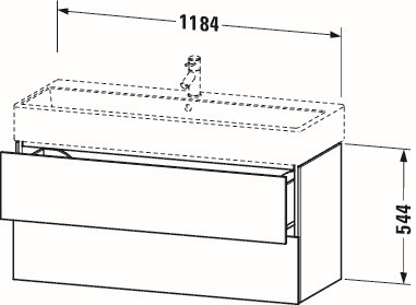 Duravit Waschtisch-Unterschrank L-Cube 118,4x 45,9 cm, eiche schwarz, 2 Schubkästen, wandhängend