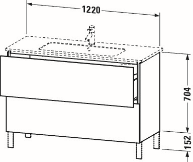 Duravit Waschtisch-Unterschrank L-Cube 122 x 48,1 cm, taupe matt, 2 Auszüge, stehend