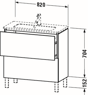 Duravit Waschtisch-Unterschrank Compact L-Cube 82 x 39,1 cm, nussbaum natur, 2 Auszüge, stehend