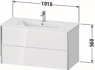 Duravit Waschtisch-Unterschrank XViu 101 x 48 x 56 cm, Eiche terra, 2 Schubkästen, wandhängend, schwarz matt