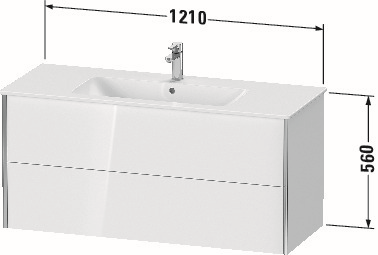 Duravit Waschtisch-Unterschrank XViu 121 x 48 x 56 cm, Eiche natur, 2 Schubkästen, wandhängend, champagner matt