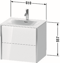 Duravit Waschtisch-Unterschrank XViu 61 x 48 x 55,7 cm, Eiche schwarz, 2 Schubkästen, champagner matt