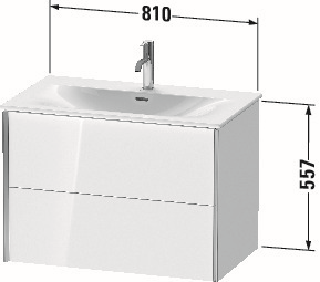 Duravit Waschtisch-Unterschrank XViu 81 x 48 x 55,7 cm, Eiche natur, 2 Schubkästen, champagner matt