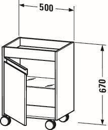 Duravit Rollcontainer Ketho 50x36x67cm, Tür links, Eiche natur