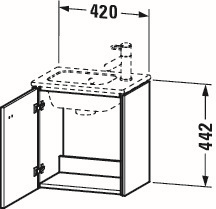 Duravit Waschtisch-Unterschrank Brioso 42x28,9x44,2cm, wandhängend, Tür rechts, Betongrau matt