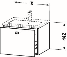 Duravit Waschtisch-Unterschrank Brioso 62 x 47,9 cm, chrom/Nussbaum dunkel, 1 Auszug, wandhängend