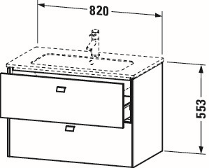 Duravit Waschtisch-Unterschrank Brioso 82 x 47,9 cm, Basalt matt, 2 Schubkästen, wandhängend