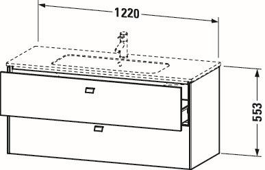 Duravit Waschtisch-Unterschrank Brioso 122 x 47,9 cm, chrom/Betongrau matt, 2 Schubkästen, wandhängend