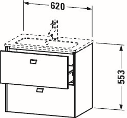 Duravit Waschtisch-Unterschrank Brioso Compact 62 x 38,9 cm, chrom/Leinen, 2 Schubkästen, wandhängend