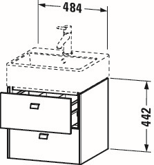 Duravit Waschtisch-Unterschrank Brioso 48,4 x 45,9 cm, chrom/weiß Hochglanz, 2 Schubkästen, wandhängend