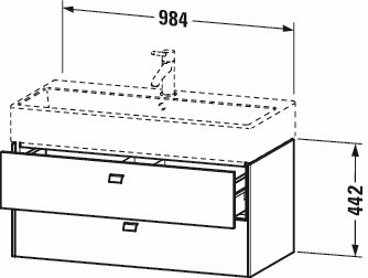 Duravit Waschtisch-Unterschrank Brioso 98,4 x 45,9 cm, chrom/Graphit matt, 2 Schubkästen, wandhängend