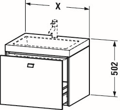 Duravit Waschtischunterschrankset Brioso 60 x 48 cm, Basalt matt, ohne Hahnloch