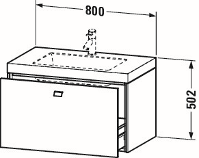 Duravit Waschtischunterschrankset Brioso 80 x 48 cm, Betongrau matt, ohne Hahnloch