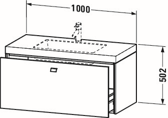 Duravit Waschtischunterschrankset Brioso 100 x 48 cm, Basalt matt, ohne Hahnloch