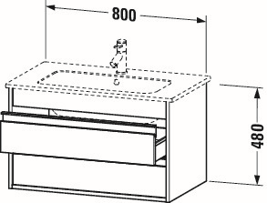 Duravit Waschtisch-Unterschrank Ketho 80 x 47,5 cm, Eiche terra, 2 Schubkästen, wandhängend