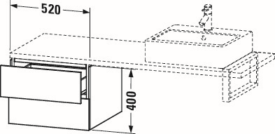 Duravit Unterschrank L-Cube 52 x 54,7 cm, weiß matt, für Konsole, 2 Schubkästen