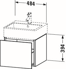 Duravit Waschtisch-Unterschrank L-Cube 48,4 x 45,9 cm, weiß Hochglanz, 1 Auszug, wandhängend