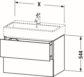 Duravit Waschtisch-Unterschrank L-Cube 48,4 x 45,9 cm, eiche dunkel gebürstet, 2 Schubkästen, wandhängend