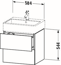 Duravit Waschtisch-Unterschrank L-Cube 58,4x 45,9 cm, graphit matt, 2 Schubkästen, wandhängend