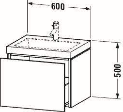 Duravit Waschtisch-Unterschrank c-bonded L-Cube 60 x 48 cm, ohne Hahnloch, nussbaum gebürstet, 1 Auszug, wandhängend