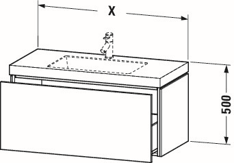 Duravit Waschtisch-Unterschrank c-bonded L-Cube 80 x 48 cm, 1 Hahnloch, eiche schwarz, 1 Auszug, wandhängend