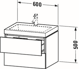 Duravit Waschtisch-Unterschrank c-bonded L-Cube 60 x 48 cm, ohne Hahnloch, graphit matt, 2 Schubkästen, wandhängend
