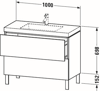 Duravit Waschtisch-Unterschrank c-bonded L-Cube 100 x 48 cm, 1 Hahnloch, basalt matt, 2 Auszüge, stehend