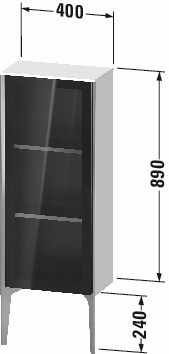 Duravit Halbhochschrank XViu 40x24x89cm, schwarz matt, Glastür links, graphit supermatt