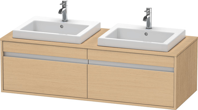 Duravit Waschtisch-Unterschrank Ketho 140x55x42,6cm, für Einbauwaschtische, 2 Auszüge, Becken beidseitig, Eiche natur