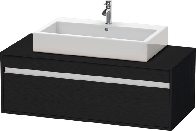 Duravit Waschtisch-Unterschrank Ketho 120 x 55 cm, Eiche schwarz, für Aufsatzbecken mittig, 1 Auszug, wandhängend