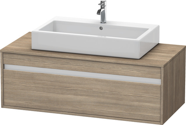 Duravit Waschtisch-Unterschrank Ketho 120 x 55 cm, Eiche terra, für Aufsatzbecken mittig, 1 Auszug, wandhängend