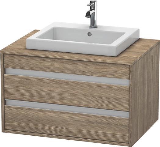 Duravit Waschtisch-Unterschrank Ketho 80 x 55 cm, Eiche terra, für Einbauwaschtisch mittig, 2 Schubkästen