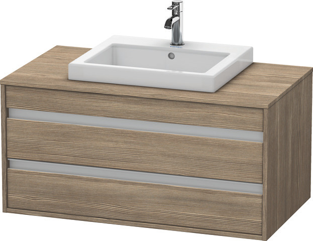 Duravit Waschtisch-Unterschrank Ketho 100 x 55 cm, Eiche terra, für Einbauwaschtisch mittig, 2 Schubkästen