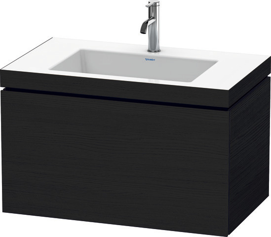 Duravit Waschtisch-Unterschrank c-bonded L-Cube 80 x 48 cm, 1 Hahnloch, eiche schwarz, 1 Auszug, wandhängend